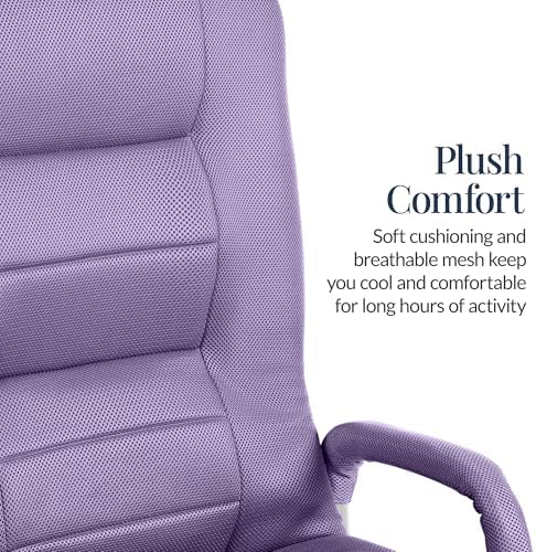 Best Choice Products Swivel Gaming Chair 360 Degree Multipurpose Floor Chair Rocker for TV, Reading, Playing Video Games w/Lumbar Support, Armrest Handles, Adjustable Foldable Backrest - Light Purple - Image 5