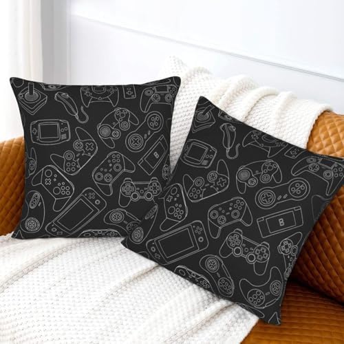 Perinsto Video Game Controller Background Throw Pillow Covers Set of 2 Gaming Gadgets Decorative Pillowcases Soft Cushion Covers for Sofa Couch Bed Home Decor, 20"X20" - Image 5