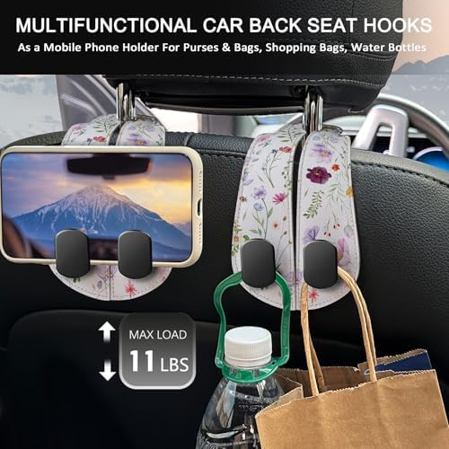 Blusabaca 2PCS Car Seat Headrest Hooks, Purses Bags Holder, Flowers Floral - Image 3