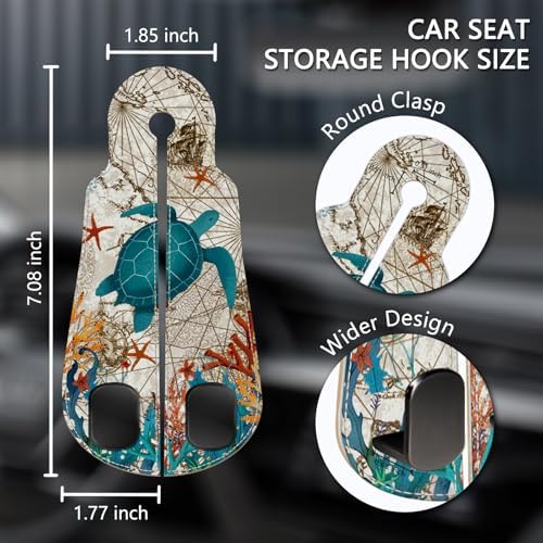 Blusabaca 2PCS Car Seat Headrest Hooks, Purses Bags Holder, Sea Turtle - Image 5
