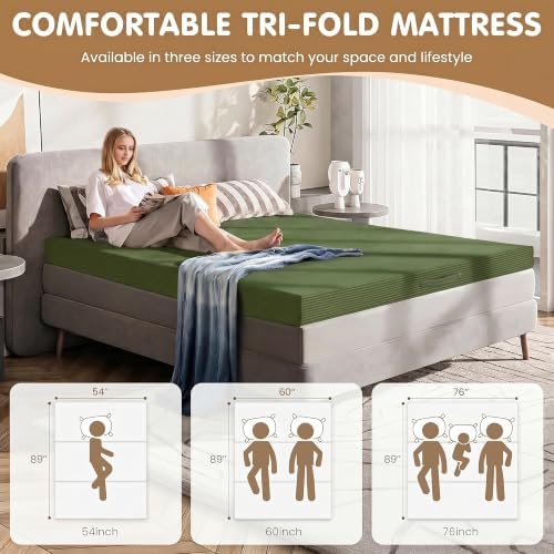 Convertible Sofa Bed Queen,5-in-1 Boneless Couch with Removable Armrests & Handle,Corduroy Futon Sleeper Sofa,Floor Folding Mattress Pull Out Bed for Small Space Apartment Living Room Bedroom,Green - Image 6