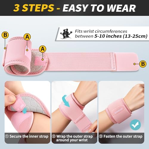 CAMBIVO 2 Pack Wrist Brace for Carpal Tunnel with wraps, Pink | Wrist Support, Adjustable Wrist Wraps for Weightlifting, Tendonitis, Pain Relief, Sleeping, Night, Gym, Neoprene, Both Hands - Image 5