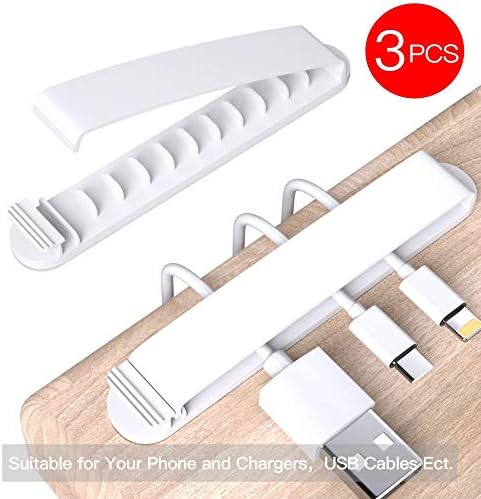 pzoz Cable Clips, 3 Pack Cord Organizer Charger Cable Management for Organizing Home Office Desk Phone Car Cable Wire, Self Adhesive Cord Holders (White) - Image 2