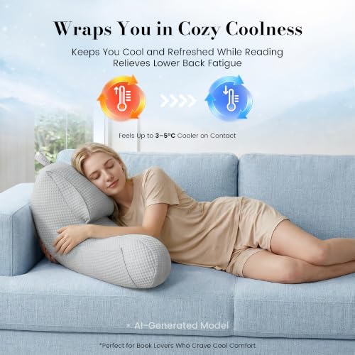 Adjustable Firmness Waffle Back Support Cooling Reading Pillow, Gray, 29" - Image 5