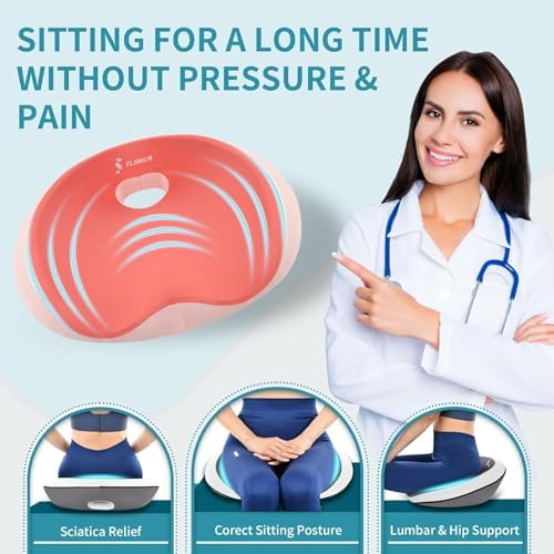 FLORICH Seat Cushion and Lumbar Support Pillow for Office Chair Car Neck Headrest Pillow Memory Foam Seat Pads Pressure Relief Back Cushion and Carseat Pads(Dark Pink) - Image 4