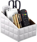 Fashionable PU Leather TV Remote Control Holder with 3 Compartments,Multifunction Desktop Organizer Holder, Media Accessory Storage & Organize Controllers (white)… by RHCSZ