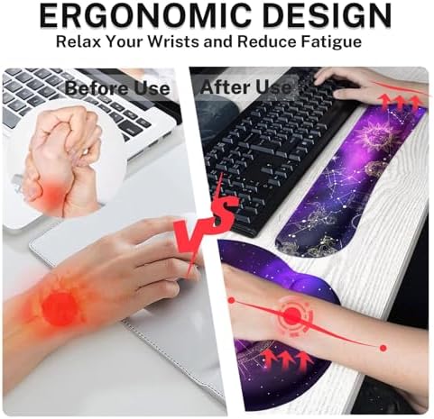 Arttown Keyboard Mouse Pad Set, 4 in 1 Desk Mat Set Galaxy Space - Image 4