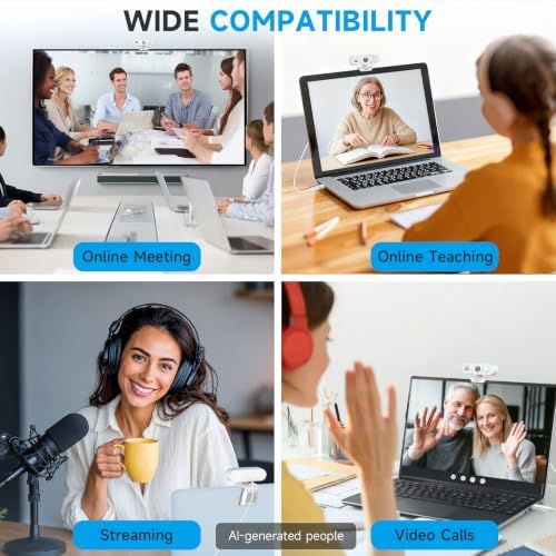 AOC 4K Webcam for PC, Streaming Camera with Noise-Canceling Mic, White - Image 7