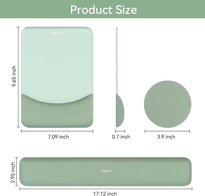 MOSISO Ergonomic Keyboard & Mouse Pad Wrist Rest Set, Antique Green - Image 6