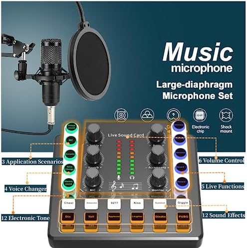 Podcast Equipment Bundle, BM-800 Recording Studio Package with Voice Changer, Live Sound Card - Audio Interface for Laptop Computer Vlog Living Broadcast Live Streaming - Image 5