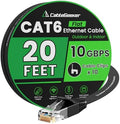 CableGeeker Cat 6 Flat Ethernet Cable 20ft, 10Gbps, Black by CableGeeker