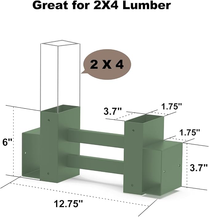 Outdoor Firewood Rack Bracket Kit for 2x4 lumber, Green, 1 Pair - Image 4