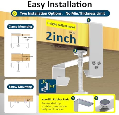 28" Small Under Desk Cable Management Tray No Drill, Compact Clamp On Cord Organizer for Dorm & Small Desk, Anti-Sag Oxford Fabric Wire Hider, Power Strip Holder (Beige, 28.6") - Image 3
