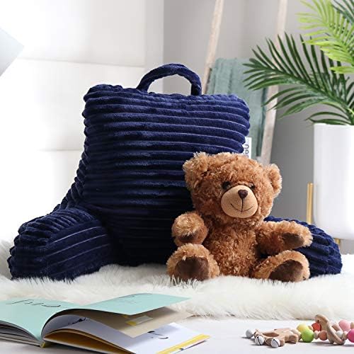Nestl Reading Pillow for Kids & Teens with Shredded Memory Foam, Luxe Cut Plush Backrest Pillows for Reading and Gaming, for use on Couch, Bed, Floor, Adjustable Support with Washable Cover Navy Blue - Image 7
