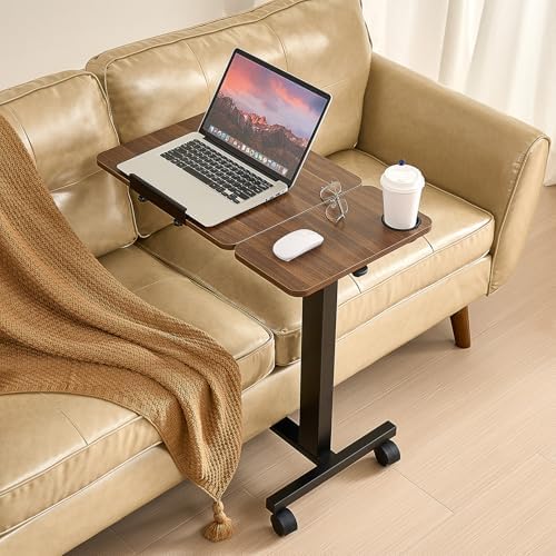 VEVOR Overbed Table, Mobile Hospital Bed Table, Over Bed Table with Wheels Adjustable Height, Rolling Laptop Desk with Tilting Top & Cup Holder, Portable Over Bed Desk for Home, Office, Study, Wood - Image 2
