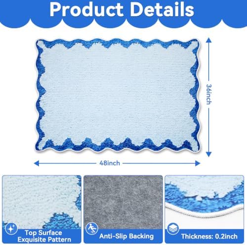 Breling Office Chair Mat for Hardwood Floor & Tile Floor, 36" x 48" Large Anti-Slip Floors Protector, Under Desk Gaming Rug for Rolling Computer Chair for Office Home(Scallop Edge,Blue) - Image 2