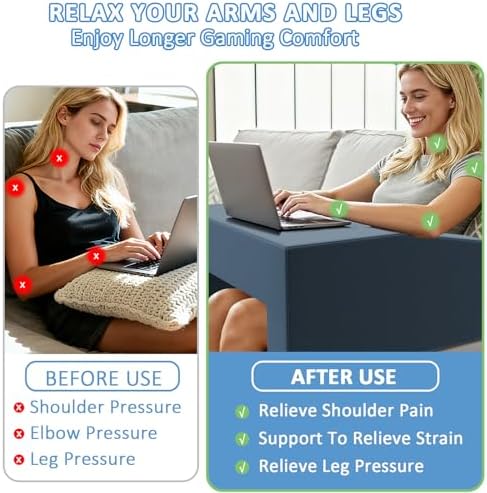 Lap Desk Pillow with Removable Cover Adjustable Angle Gaming & Machine Washable Reading Pillow for Adults Multipurpose Laptop Bed Tray with Arms for Working - Image 5