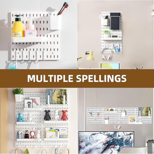 Pegboard Combination Wall Organizer Kit，4 Pegboards & 20 Accessories, Mount Display Pegboard Panel for Home Office, Gaming Room, Wall Storage,Crafts Organization,12''x12'' Each (White) - Image 5
