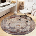 Office Chair Mat for Hardwood Floor, Vintage Computer Gaming Rolling Low Pile Carpet Floor Chair Mat, Anti-Slip Backing Round Desk Rug Floor Mat for Home by Heavyoff