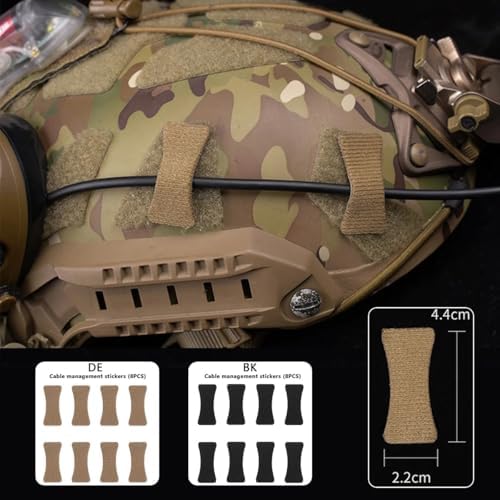 8PCS Tactical Helmet Cable Organizer Set – Reusable NVG Comms Wire Restraints Hook & Loop Fastening Patches for Tactical Headset, Walkie-Talkie, and Communication Gear - Image 4