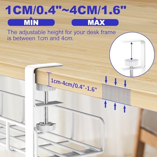 Under Desk Cable Management Tray No Drill Steel Tray White - Image 5
