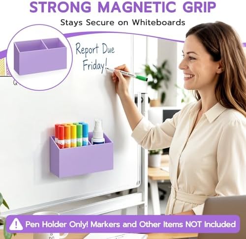 MR.MATE Magnetic Pen Holder, Purple Magnetic Cup for Fridge Whiteboard - Image 2