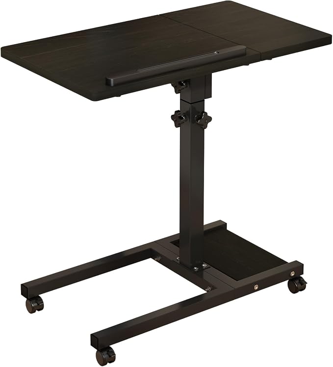 TigerDad Mobile Adjustable Height Laptop Stand PC Computer Portable Notebook Swivel Laptop Desk Rolling Table Desk Cart Tiltable with Wheels Casters& Mouse Pad Table - Image 3