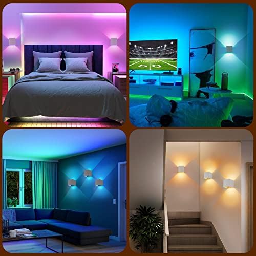 LED RGB Wall Lights for Room Decor, 16 Colors Remote Control, 6000mAh Battery Operated Rechargeable Dimmable Cordless Wall Sconces Set of 2 for Bedroom Living Room - Image 4