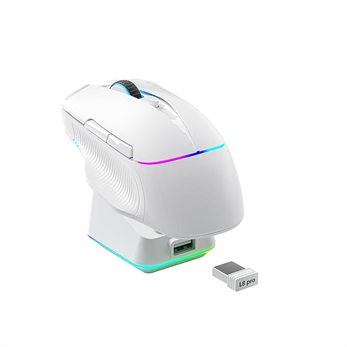 Machenike 8KHz Wireless Gaming Mouse with RGB Charging Dock,26,000 DPI,PAW3395 Sensor,RGB Backlit,6 Programmable Buttons,Long Battery Life,Gaming Mice Compatible with PC, Mac by Machenike