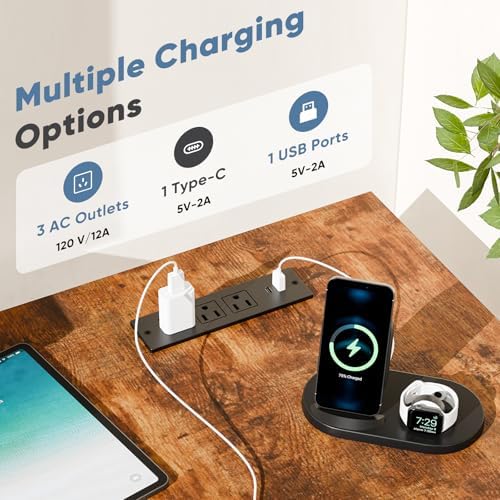 DUMOS 62 Inch L Shaped Computer Desk with Charging Station - Image 5