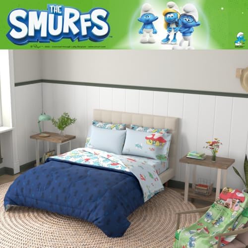 The Smurfs Kids Bedding Super Soft & Cozy Reverisble Microfiber Comforter and Sheet Set with Sham, 7 Piece Full Size, (Officially Licensed Product) By Franco - Image 7