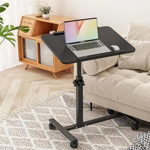 Laptop Table Mobile Adjustable Height Portable Desk Notebook Swivel PC Computer Rolling Desk with Wheels, Laptop Stand for Couch Bedside Hospital Bed Table by Unknown