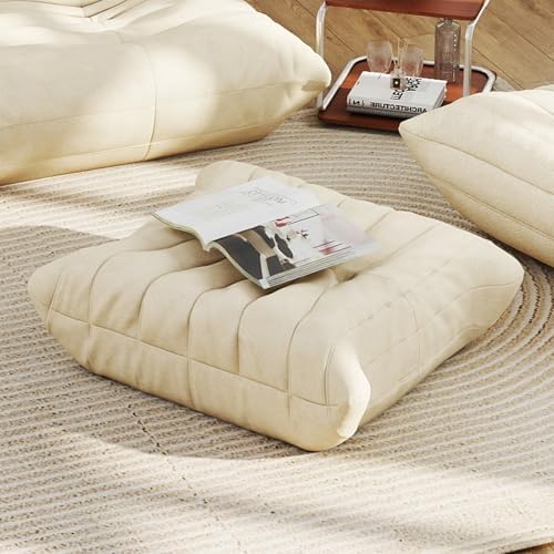 Full Foam Bean Bag Ottoman, Waterproof Footrest for Sofas and Lounge Chairs | White, soft and easy to move, ideal for living rooms, bedrooms, reading nooks, apartments, and offices by SnugSofeeFoamSofa
