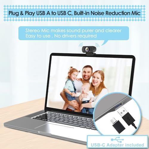 USB C Webcam for Switch 2 / PC: 1080P HD Web Cam with Mic,Computer Camera - Image 4