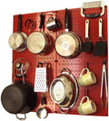 Wall Control Kitchen Pegboard Organizer Pots and Pans Storage Rack Organization Kit with Red Pegboard and Black Accessories by Wall+Control