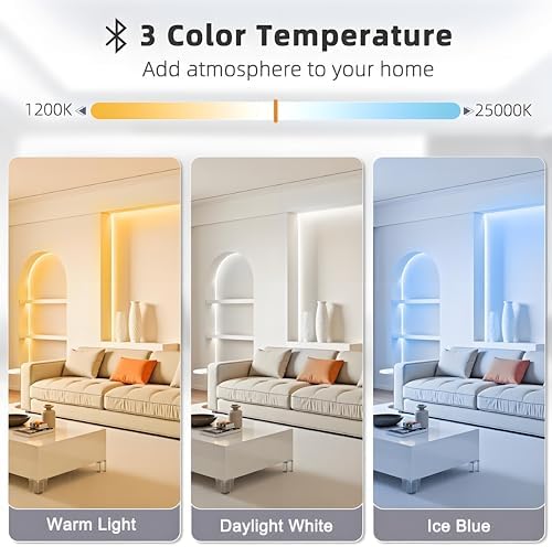 Tenmiro White LED Strip Lights 16.4ft (600 LEDs) Super Bright 25000K Daylight White, 3Color Temperature Dimmable with Smart App & Remote Control for Bedroom Kitchen Commercial Home Lighting Decor - Image 3