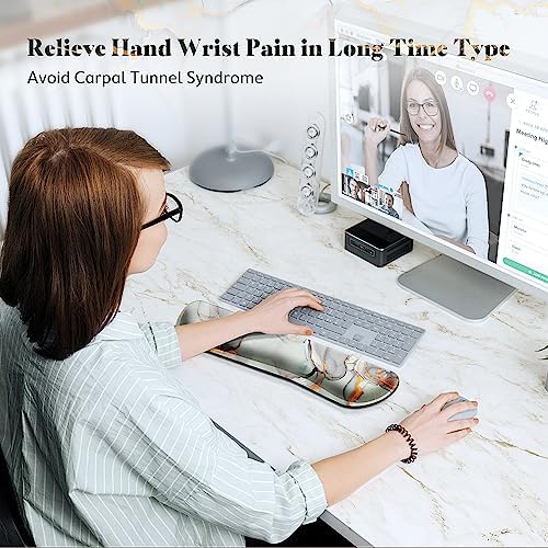 Gimars 17.3'' Extended Keyboard Wrist Rest Pad with 63D High-Density, Firm Memory Foam, Anti-Slip Rubber Base and Ergonomic Design for Typing Pain Relief,Office,Gaming,Computer, Laptop,Cloud Gray Gold - Image 5