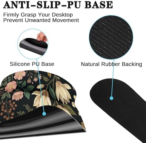 Arttown Keyboard Mouse Pad Set, 4 in 1 Desk Mat Set Floral Spring - Image 5