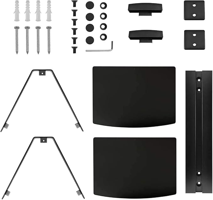 suptek Speaker Mount, Floating Glass Shelf Wall Mount Bracket for DVD Players/Cable Boxes/Games Consoles/TV Accessories, 2 Shelves, Black CS202 - Image 7