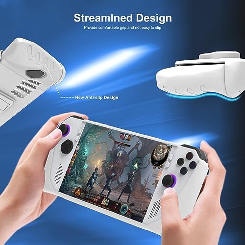 Full Protective Case with Stand Base for ROG Ally Consoles, Shockproof Gaming Protective Case Protector Cover Game Console Skin Shockproof Protector Cover Accessories (White) - Image 4
