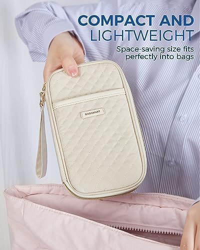 BAGSMART Electronic Cord Cable Organizer Travel Bag Case, Double Layers Tech Electronic Bag, Essentials for Charger, Cable, Phone, Flash drive, Beige - Image 2