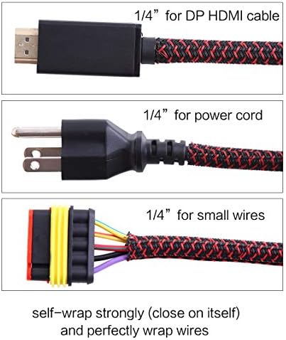 Alex Tech 25ft - 1/4 inch Cord Protector Wire Loom Tubing Cable Sleeve Split Sleeving For USB Cable Power Cord Audio Video Cable – Protect Cat From Chewing Cords - Blackred - Image 3