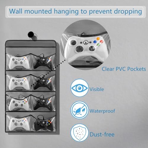 Hanging Controller Holder Classroom Headset Headphone Storage Bag Switch Game Organizer for Gaming Accessories Electronic Supplies X-box PS5 PS4 (8 Pockets) - Image 4