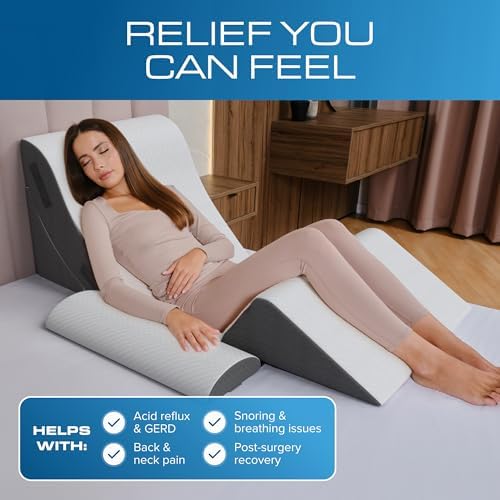 Kolbs 4pcs Orthopedic Bed Wedge Pillow Set | Stylish Chic Plush Velvet Cover | Post Surgery Body Pillow, Wedge Pillows For Sleeping | Acid Reflux and Gerd Wedge Pillow For Sleeping (4 Piece Wedge Set) - Image 5