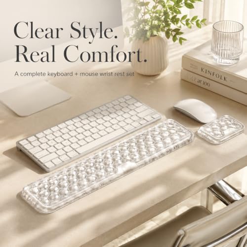 eulps Ergonomic Gel Keyboard Wrist Rest Set, Soft Gel Palm Rest for Keyboard and Mouse, Clear Wrist Support Pad for Typing and Gaming Pain Relief, Non-Slip Base for Computer Laptop (Rectangular) - Image 7