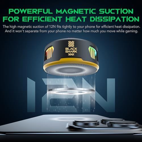 Black Shark FunCooler 5 Magnetic Cell Phone Cooler for Gaming, Portable Mobile Phone Cooling Fan with RGB Light, Cellphone Radiator for iPhone Magnetic Series/Android/Tablet/iPad (Black) - Image 5