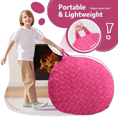 2FT Bean Bag Chair,Giant Bean Bag Chairs for Adults,Big Bean Bags with Memory Foam Filled, Large Beanbag Chairs with Chevron Plush Cover-Pink - Image 4