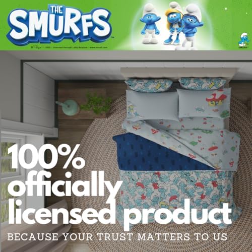 The Smurfs Kids Bedding Super Soft & Cozy Reverisble Microfiber Comforter and Sheet Set with Sham, 7 Piece Full Size, (Officially Licensed Product) By Franco - Image 6