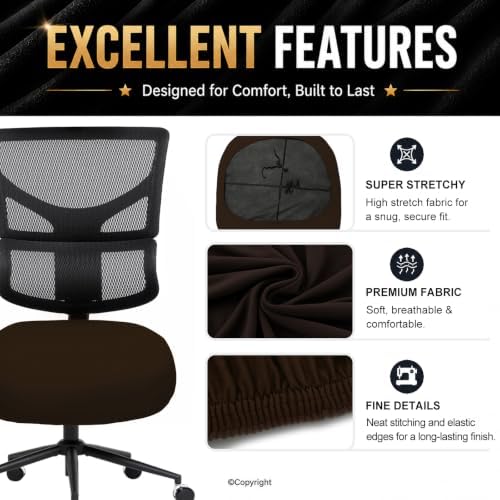 DIVA EN CAMINO DEC Stretchable Desk Office Chair Seat Cushion Covers - Universal Spandex Computer Chair Slipcover - Removable Washable Cushion Protectors for Dogs, Cats, Pets (Brown) - Image 4