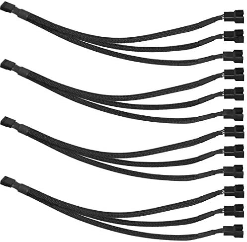 Gebildet 4-Pin PWM Fan Splitter Cable, Sleeved Braided Adapter Computer PC Fan Power Extension Cable 1 to 3 Converter for Computer ATX Case 4-Pin/3-Pin Cooling Fan Cable by Gebildet
